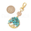 Synthetic Turquoise Chips Beads & Alloy Tree of Life Pendant Decorations HJEW-JM03129-03-3