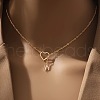 Heart Letter Brass Micro Pave Clear Cubic Zirconia Initial Lariat Necklaces FS-WG6D374-23-1