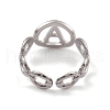 Non-Tarnish 304 Stainless Steel Initial Letter A Open Cuff Rings for Women RJEW-G285-56P-3