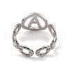 304 Stainless Steel Initial Letter A Open Cuff Rings for Women RJEW-G285-56P-3