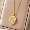 Retro Brass Pave Cubic Zirconia Virgin Mary Religion Pendant Necklaces IB9425-1-1