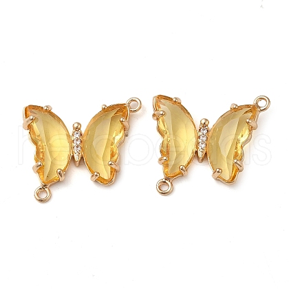 Brass Pave Faceted Glass Connector Charms X-FIND-Z020-04Q-1