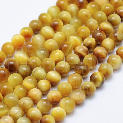 Natural Gold Tiger Eye Beads Strands G-K203-84-6mm-1
