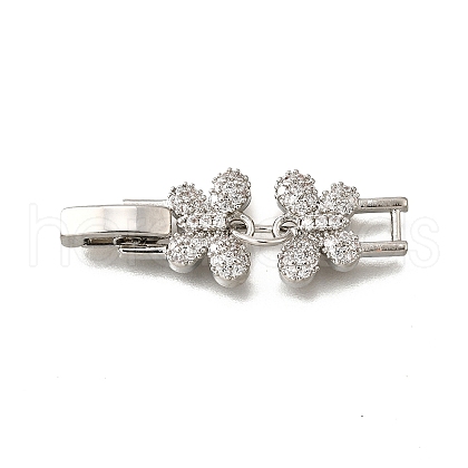 Brass Micro Pave Clear Cubic Zirconia Fold Over Clasps KK-R222-07P-1