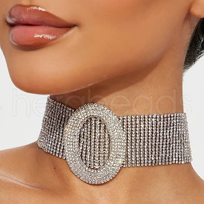 Alloy Rhinestone Choker Necklaces FS-WG31DD1-01-1