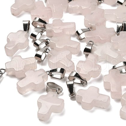 Natural Rose Quartz Pendants G-Z067-04P-02-1