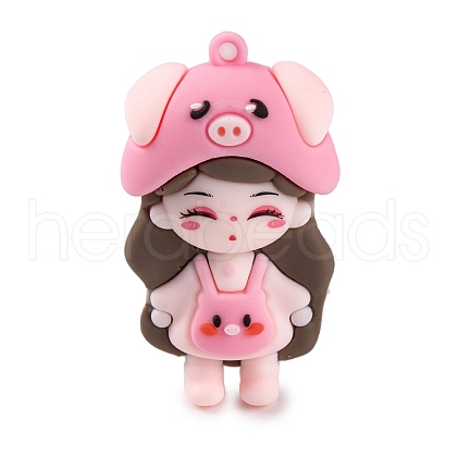 The 12 Chinese Zodiac Girl Doll PVC Plastic Pendants KY-S172-16K-1