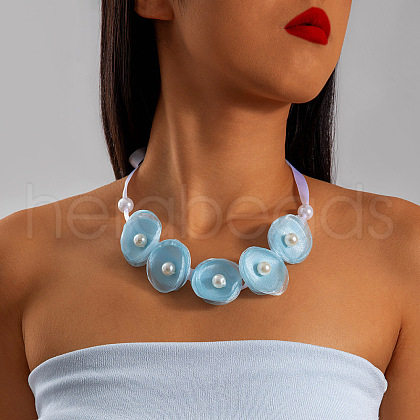 3D Flower Plastic Choker Wrap Necklaces for Women FS-WG74B07-02-1