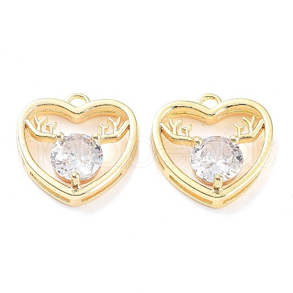 Brass Micro Pave Cubic Zirconia Pendants KK-K276-03G-1