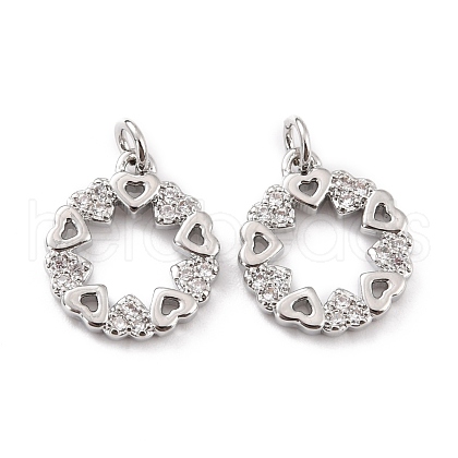 Brass Micro Pave Cubic Zirconia Pendants X-ZIRC-P091-13P-RS-1