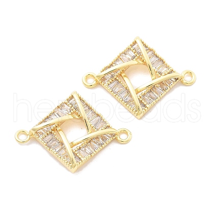 Brass Clear Cubic Zirconia Connector Charms KK-B134-28G-1