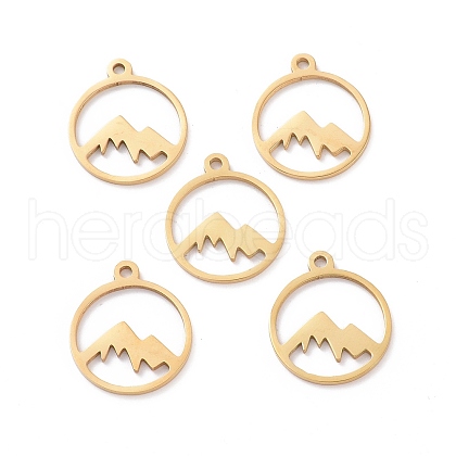 Ion Plating(IP) 201 Stainless Steel Laser Cut Pendants STAS-YW0002-09-1