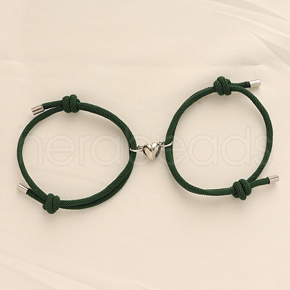 Alloy Heart-shaped Magnetic Braided Rope Bracelets for Couple Girlfriends WG59636-12-1