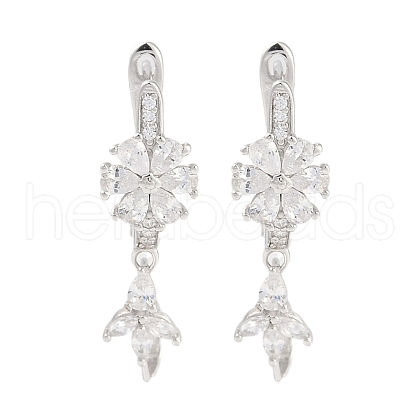 925 Sterling Silver Micro Pave Clear Cubic Zirconia Earrings EJEW-U013-02P-1