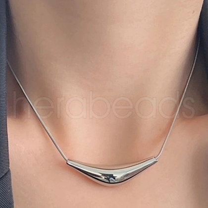 304 Stainless Steel Arc-shaped Pendant Necklaces for Women NJEW-A049-01P-1