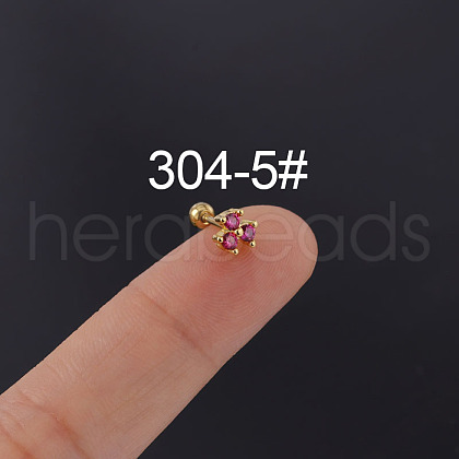 Brass Cubic Zirconia Cerise Clover Cartilage Earrings WGEAF95-05-1