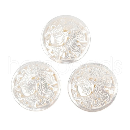Natural White Shell Carved Pendants SSHEL-I026-14B-1