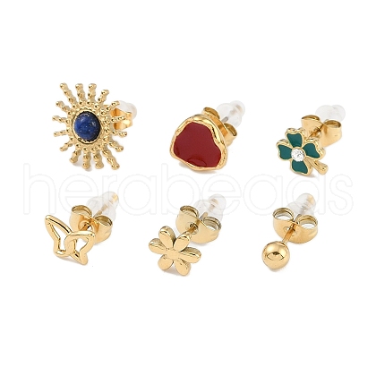 304 Stainless Steel Rhinestone Stone Dyeing Stud Earrings EJEW-S224-04G-07-1