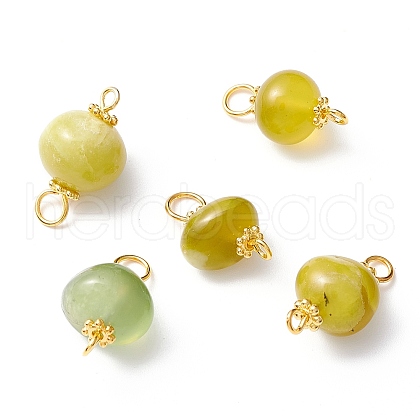 Natural Olive Jade Links Connectors PALLOY-JF01091-05-1