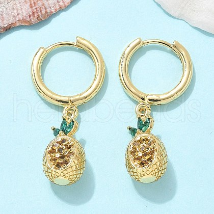Brass Cubic Zirconia Hoop Earrings EJEW-Q015-02G-A-1