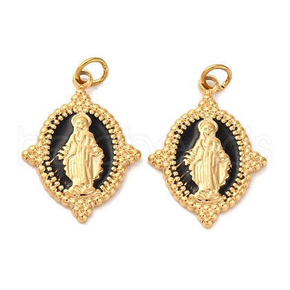 304 Stainless Steel Enamel Pendants STAS-U061-19G-01-1