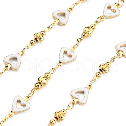 Brass Heart Link Chains KK-D368-03G-D-1