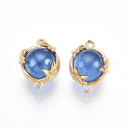 Brass Glass Connector Charms KK-T074-51-1