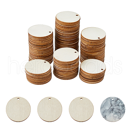 HOBBIESAY 120Pcs Unfinished Natural Poplar Wood Pendants WOOD-HY0001-09-1