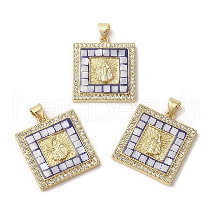 Brass Micro Pave Cubic Zirconia Pendants KK-K385-022G-1