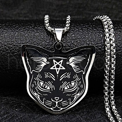 304 Stainless Steel Pendant Necklaces NJEW-K253-06P-1