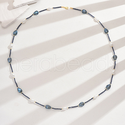 Fashionable Vintage Teardrop Imitation Pearl & Glass Sead Beaded Women's Long Necklaces VH4179-8-1