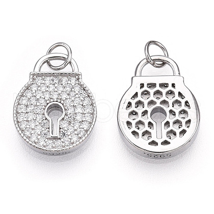 Rhodium Plated 925 Sterling Silver Micro Pave Cubic Zirconia Charms STER-T004-16P-1