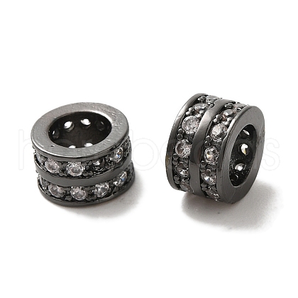 Column Brass Micro Pave Cubic Zirconia European Beads KK-C072-21B-1
