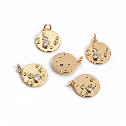 Brass Micro Pave Clear Cubic Zirconia Pendants ZIRC-L091-034G-1
