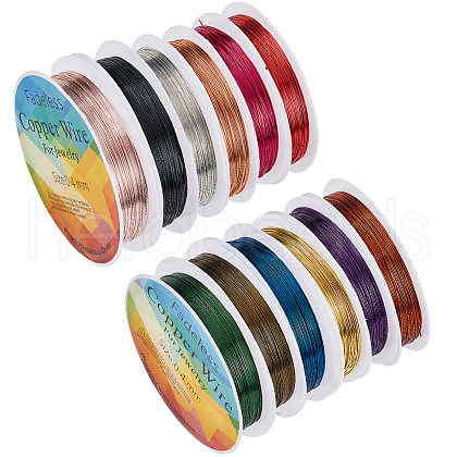 SUNNYCLUE 12 Rolls 12 Colors Copper Jewelry Craft Wire OCOR-SC0001-04-1