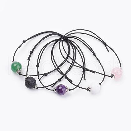 Adjustable Waxed Polyester Cord Beaded Bracelets BJEW-JB03351-1