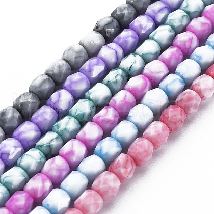 Opaque Baking Painted Glass Beads Strands EGLA-N006-008-A-1