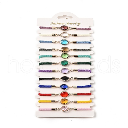 12Pcs 12 Colors Polyester Bracelets BJEW-P340-13I-G-1