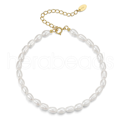 Natural Baroque Pearl Beaded Chain Bracelet with 925 Sterling Silver Clasps BJEW-I314-144-1