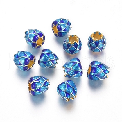 Golden Plated Alloy European Beads MPDL-L029-Q01-G-1