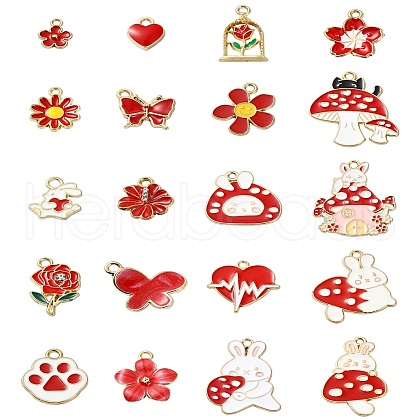 20Pcs 20 Styles Alloy Enamel Pendants ENAM-YW0004-12-1