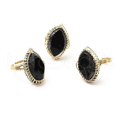 Natural Obsidian Horse Eye Wrapped Adjustable Ring G-D458-03G-03-RS-1