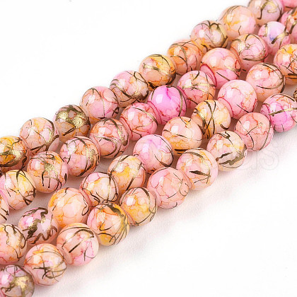 Baking Painted Glass Beads Strands DGLA-N003-4mm-B02-1