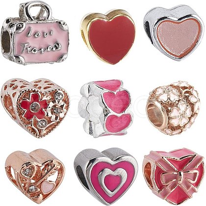 SUNNYCLUE 9Pcs 9 Styles Alloy & 304 Stainless Steel & Brass European Beads FIND-SC0007-59-1