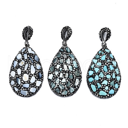 Polymer Clay Rhinestone Pendants RB-S056-11B-B-1