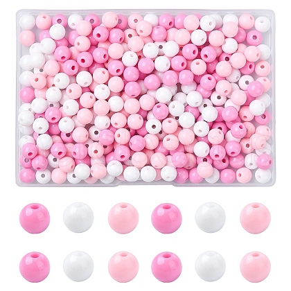 300Pcs 3 Colors Opaque Acrylic Beads MACR-YW0003-13E-1