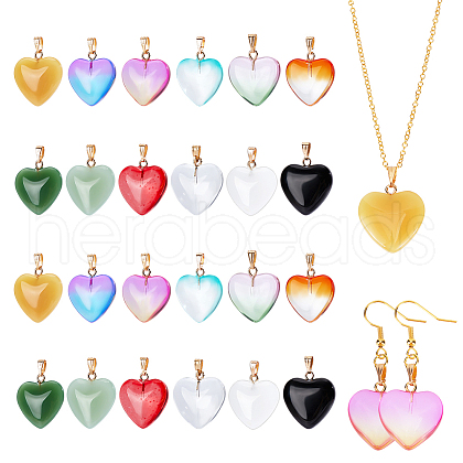 CHGCRAFT 24Pcs 12 Colors Spray Painted Glass Pendants GLAA-CA0001-51-1