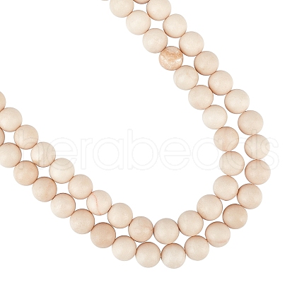 ARRICRAFT Frosted Natural Fossil Round Bead Strands G-AR0002-84-1