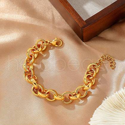 304 Stainless Steel Rolo Chain Bracelets for Women BJEW-C104-01E-G-1