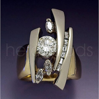Horse Eye & Flat Round & Triangle Alloy with Crystal Rhinestone Finger Rings FS-WG6BE3E-03-1